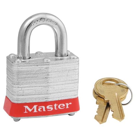 Lockout Padlock, Keyed Alike, Steel, Red, 9/16 in Shackle Height, 1 9/16 in Body Width, 3 PK MPN:3KAS3RED