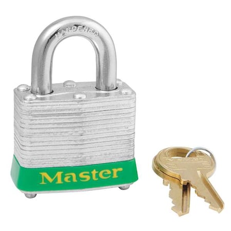 Lockout Padlock, Keyed Alike, Steel, Green, 9/16 in Shackle Height, 1 9/16 in Body Width, 6 PK MPN:3KAS6GRN