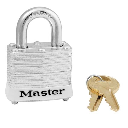 Lockout Padlock, Keyed Alike, Steel, White, 9/16 in Shackle Height, 1 9/16 in Body Width, 6 PK MPN:3KAS6WHT