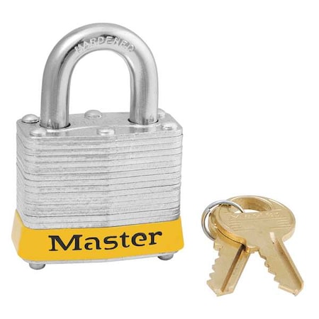 Lockout Padlock, Keyed Alike, Steel, Yellow, 9/16 in Shackle Height, 1 9/16 in Body Width, 6 PK MPN:3KAS6YLW