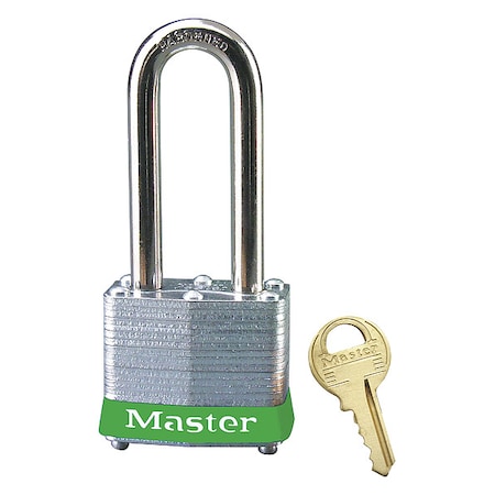 Lockout Padlock, Keyed Different, Steel, Green, 2 in Shackle Height, 1 9/16 in Body Width MPN:3LHGRN