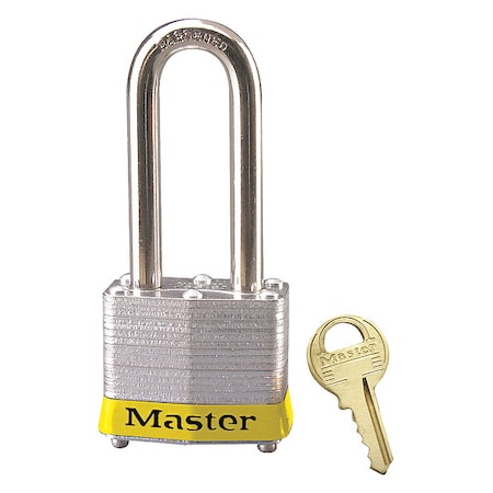 Lockout Padlock, Keyed Different, Steel, Yellow, 2 in Shackle Height, 1 9/16 in Body Width MPN:3LHYLW