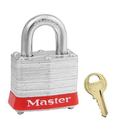 Lockout Padlock, Keyed Different, Steel, Red, 3/4 in Shackle Height, 1 9/16 in Body Width MPN:3RED