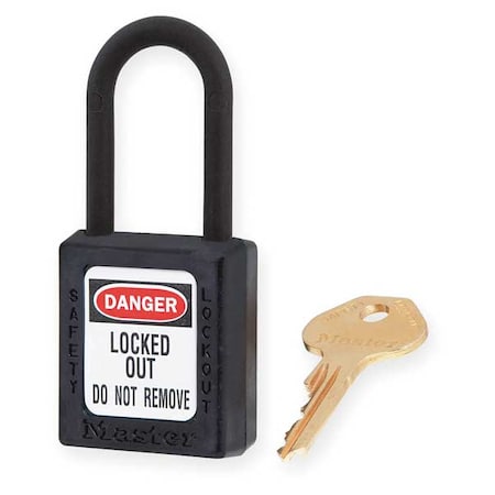 Lockout Padlock, Keyed Different, Thermoplastic, Black, 1 1/2 in Shackle Height MPN:406BLK