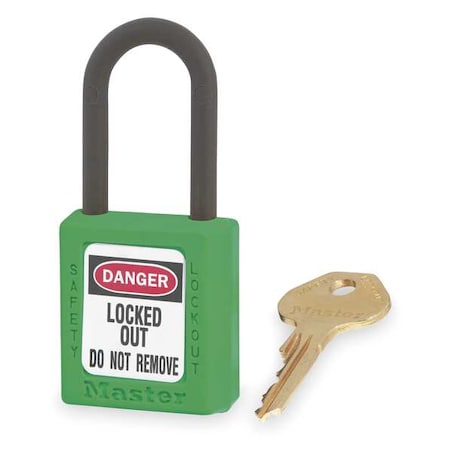 Lockout Padlock, Keyed Different, Thermoplastic, Green, 1 1/2 in Shackle Height MPN:406GRN