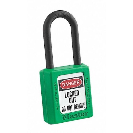 Lockout Padlock, Keyed Alike, Thermoplastic, Green, 1 1/2 in Shackle Height, 1 1/2 in Body Width MPN:406KAGRN 4XX0003