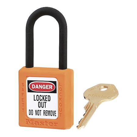 Lockout Padlock, Keyed Alike, Thermoplastic, Orange, 1 1/2 in Shackle Height, 1 1/2 in Body Width MPN:406KAORJ 4XX0005