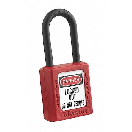 Lockout Padlock, Keyed Alike, Thermoplastic, Red, 1 1/2 in Shackle Height, 1 1/2 in Body Width MPN:406KARED 4XX0001