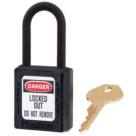 Lockout Padlock, Keyed Alike, Thermoplastic, Black, 1 1/2 in Shackle Height, 1 1/2 in Body Width MPN:406KAS12BLK