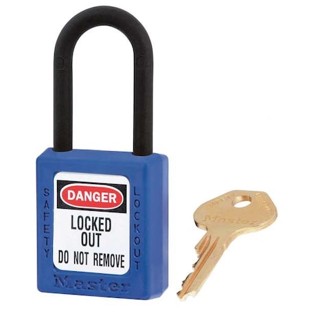 Lockout Padlock, Keyed Alike, Thermoplastic, Blue, 1 1/2 in Shackle Height, 1 1/2 in Body Width MPN:406KAS12BLU