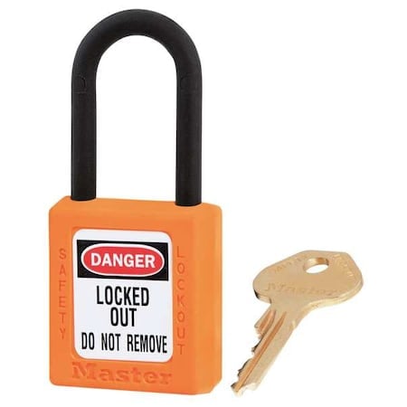 Lockout Padlock, Keyed Alike, Thermoplastic, Orange, 1 1/2 in Shackle Height, 1 1/2 in Body Width MPN:406KAS12ORJ