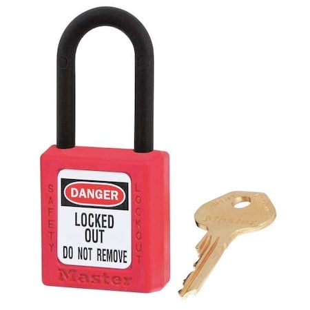 Lockout Padlock, Keyed Alike, Thermoplastic, Red, 1 1/2 in Shackle Height, 1 1/2 in Body Width MPN:406KAS3RED