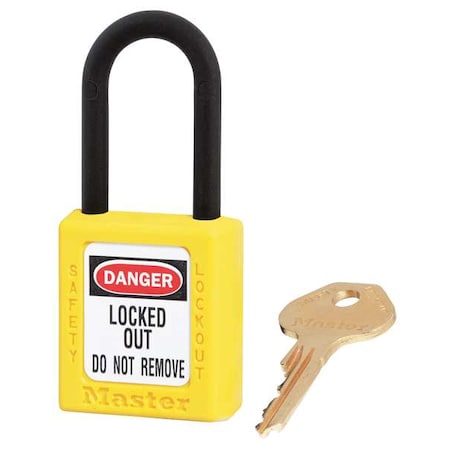 Lockout Padlock, Keyed Alike, Thermoplastic, Yellow, 1 1/2 in Shackle Height, 1 1/2 in Body Width MPN:406KAS3YLW