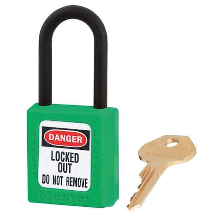 Lockout Padlock, Keyed Alike, Thermoplastic, Green, 1 1/2 in Shackle Height, 1 1/2 in Body Width MPN:406KAS6GRN