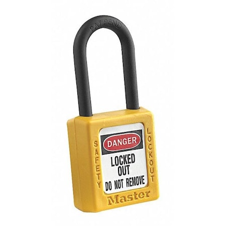 Lockout Padlock, Keyed Alike, Thermoplastic, Yellow, 1 1/2 in Shackle Height, 1 1/2 in Body Width MPN:406KAYLW 4XX0002