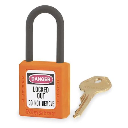 Lockout Padlock, Keyed Different, Thermoplastic, Orange, 1 1/2 in Shackle Height MPN:406ORJ