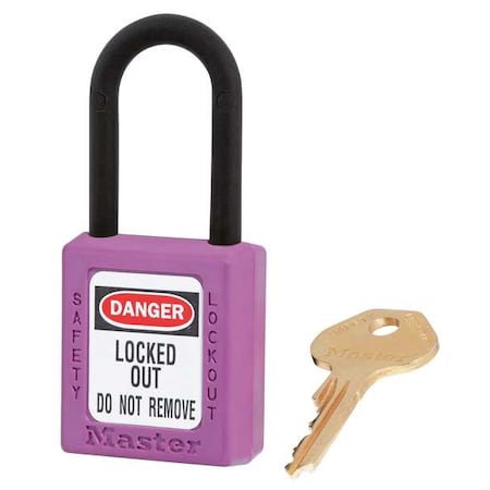 Lockout Padlock, Keyed Different, Thermoplastic, Purple, 1 1/2 in Shackle Height MPN:406PRP