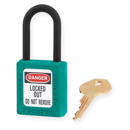 Lockout Padlock, Keyed Different, Thermoplastic, Teal, 1 1/2 in Shackle Height, 1 1/2 in Body Width MPN:406TEAL