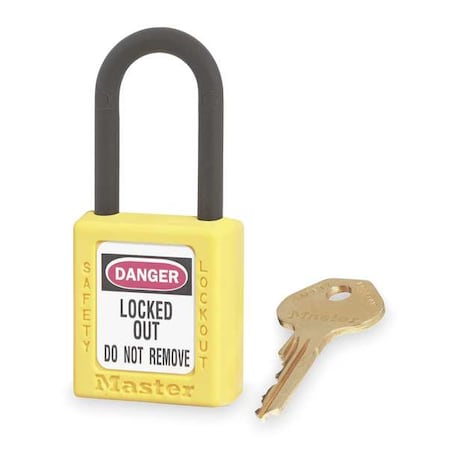 Lockout Padlock, Keyed Different, Thermoplastic, Yellow, 1 1/2 in Shackle Height MPN:406YLW