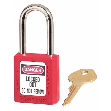 Lockout Padlock, Keyed Alike, Thermoplastic, Red, 1 1/2 in Shackle Height, 1 1/2 in Body Width MPN:410KARED
