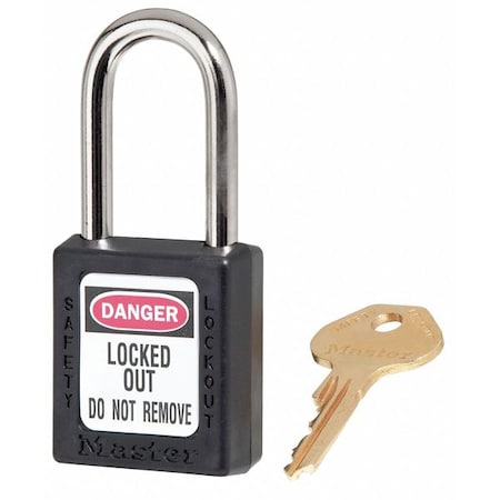 Lockout Padlock, Keyed Alike, Thermoplastic, Black, 1 1/2 in Shackle Height, 1 1/2 in Body Width MPN:410KAS3BLK