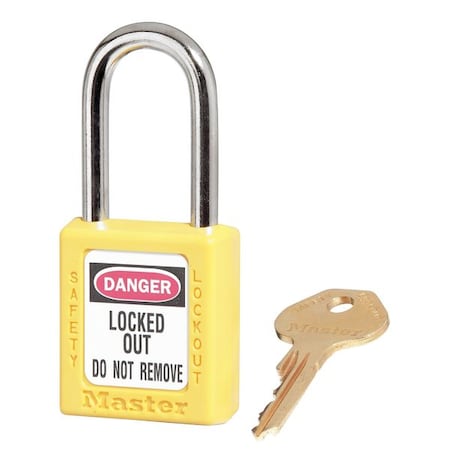 Lockout Padlock, Keyed Alike, Thermoplastic, Yellow, 1 1/2 in Shackle Height, 1 1/2 in Body Width MPN:410KAS3YLW