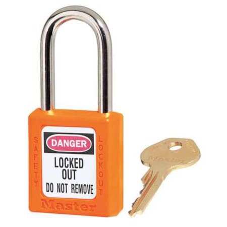 Zenex Thermoplastic Safety Padlock, 1-1/2 in Wide with 1-1/2 in Tall Shackle, Orange MPN:410ORJ
