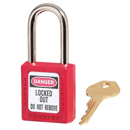 Lockout Padlock, Keyed Different, Thermoplastic, Standard Body, Steel, Red MPN:410RED
