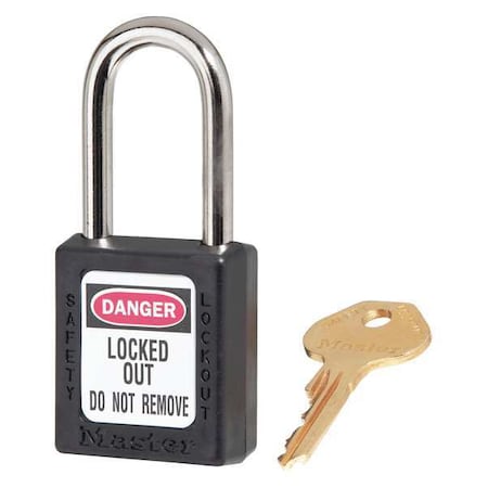 Lockout Padlock, Keyed Different, Thermoplastic, Standard Body, Steel, Black, PK6 MPN:410S6BLK