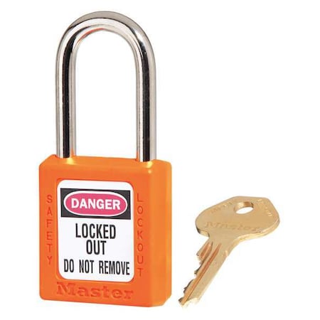 Lockout Padlock, Keyed Different, Thermoplastic, Standard Body, Steel, Orange, PK6 MPN:410S6ORJ
