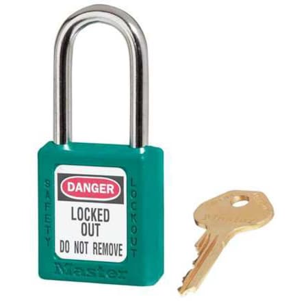 Zenex Thermoplastic Safety Padlock, 1-1/2 in Wide with 1-1/2 in Tall Shackle, Teal MPN:410TEAL