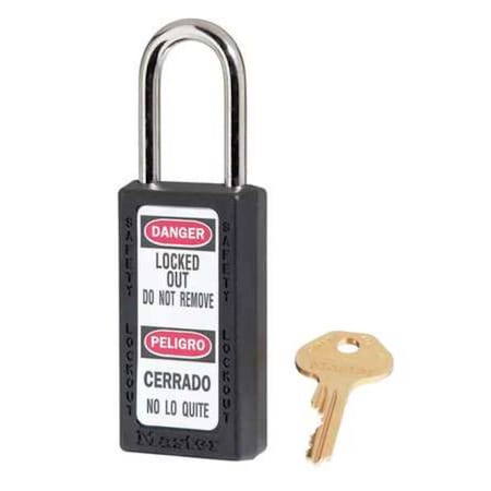 Lockout Padlock, Keyed Different, Thermoplastic, Black, 1 1/2 in Shackle Height MPN:411BLK