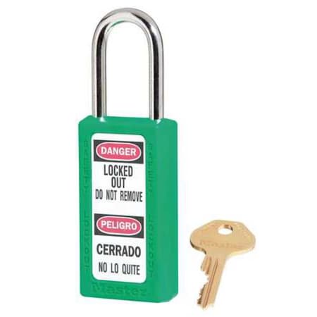Lockout Padlock, Keyed Different, Thermoplastic, Green, 1 1/2 in Shackle Height MPN:411GRN