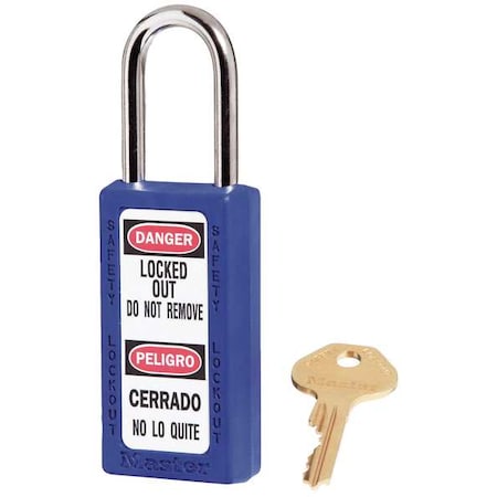 Lockout Padlock, Keyed Alike, Thermoplastic, Blue, 1 1/2 in Shackle Height, 1 1/2 in Body Width MPN:411KAS12BLU