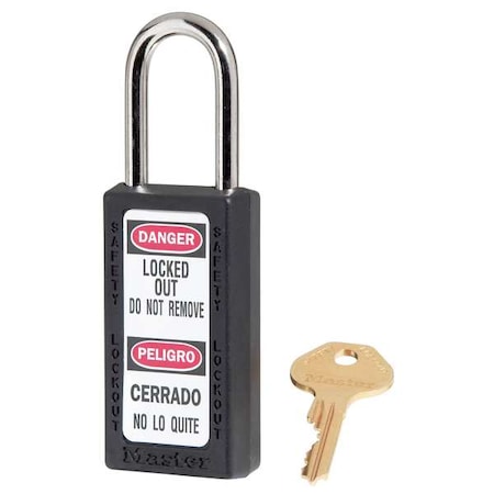 Lockout Padlock, Keyed Alike, Thermoplastic, Black, 1 1/2 in Shackle Height, 1 1/2 in Body Width MPN:411KAS3BLK
