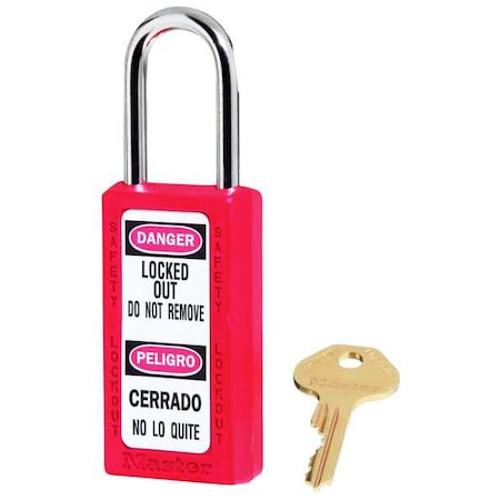 Lockout Padlock, Keyed Alike, Thermoplastic, Red, 1 1/2 in Shackle Height, 1 1/2 in Body Width MPN:411KAW400RED-3XX1331