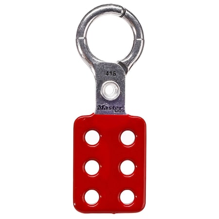 Lockout Tagout Safety Hasp, Snap-On, 1 in Jaw Clearance, Aluminum, Red MPN:416