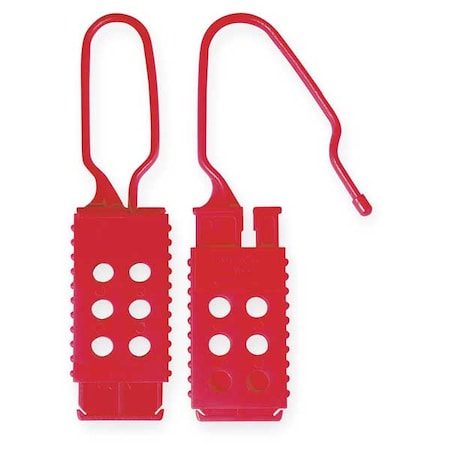Lockout Hasp, Red, Nylon, 6 Max. No. of Padlocks, 5/16 in Max. Shackle Dia., 2 1/2 in Jaw Clearance MPN:428
