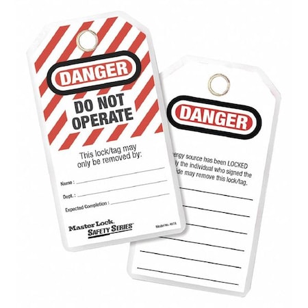 Safety Tag, Danger, Polyester, 3 1/8 in Width, 5 3/4 in Height, Write On Surface: Yes, 12 PK MPN:497A