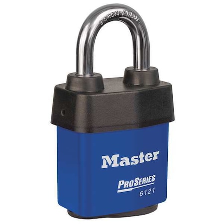 Lockout Padlock, Keyed Alike, Steel, Blue, 1 1/8 in Shackle Height, 2 1/8 in Body Width MPN:6121KABLU