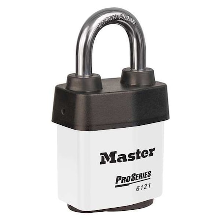 Lockout Padlock, Keyed Alike, Steel, White, 1 1/8 in Shackle Height, 2 1/8 in Body Width MPN:6121KAWHT
