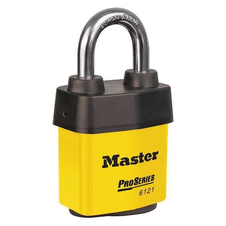 Lockout Padlock, Keyed Alike, Steel, Yellow, 1 1/8 in Shackle Height, 2 1/8 in Body Width MPN:6121KAYLW