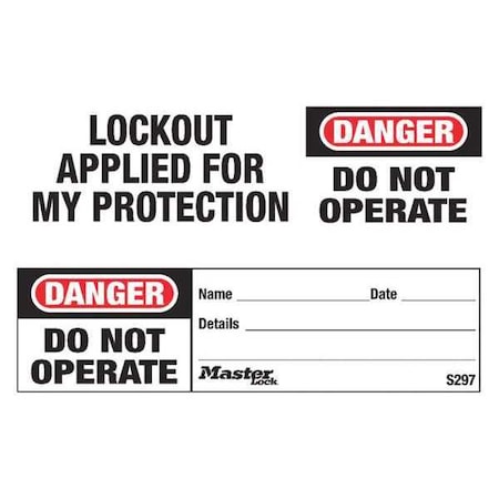 Safety Tag, Danger, Polyolefin, 5 1/2 in Width, 1 1/4 in Height, Write On Surface: Yes, 100 PK MPN:S297