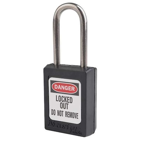 Lockout Padlock, Keyed Alike, Thermoplastic, Black, 1 1/2 in Shackle Height, 1 3/8 in Body Width MPN:S31KAS12BLK