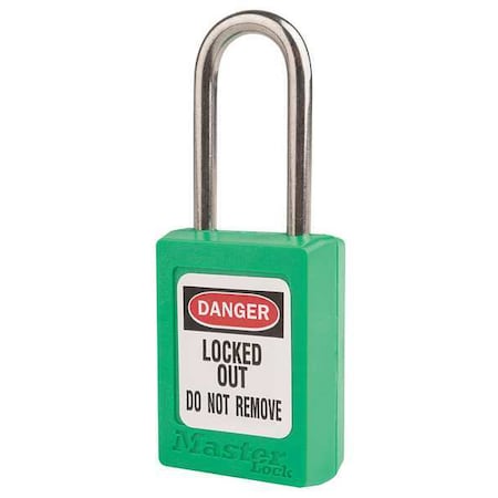 Lockout Padlock, Keyed Alike, Thermoplastic, Green, 1 1/2 in Shackle Height, 1 3/8 in Body Width MPN:S31KAS12GRN