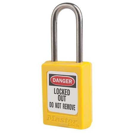 Lockout Padlock, Keyed Alike, Thermoplastic, Yellow, 1 1/2 in Shackle Height, 1 3/8 in Body Width MPN:S31KAS12YLW