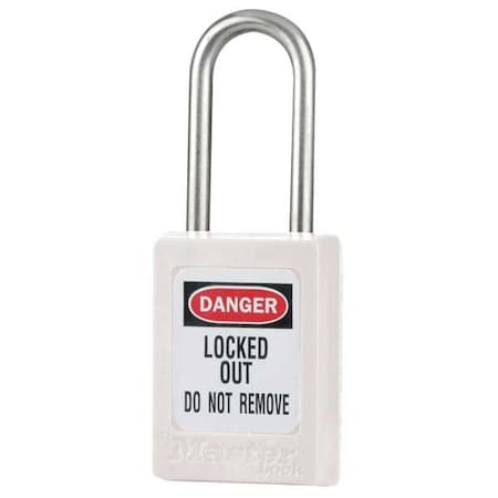 Lockout Padlock, Keyed Different, Thermoplastic, White, 1 1/2 in Shackle Height, 1 No. of Keys MPN:S31WHT