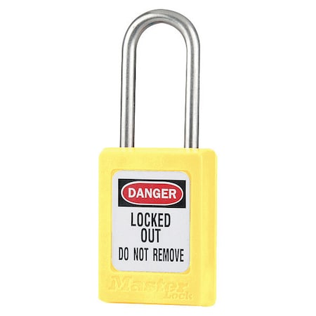 Lockout Padlock, Keyed Alike, Thermoplastic, Yellow, 1 1/2 in Shackle Height, 1 3/8 in Body Width MPN:S33KAS12YLW