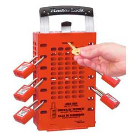 Master Lock® Group Lock Box Latch Tight™ Portable Or Wall Mount Red 503RED
