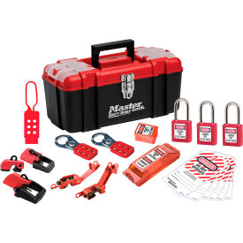 Master Lock® Lockout Toolbox Basic Electrical Device Assortment 3 Zenex Padlocks Red 1457E410KABAS